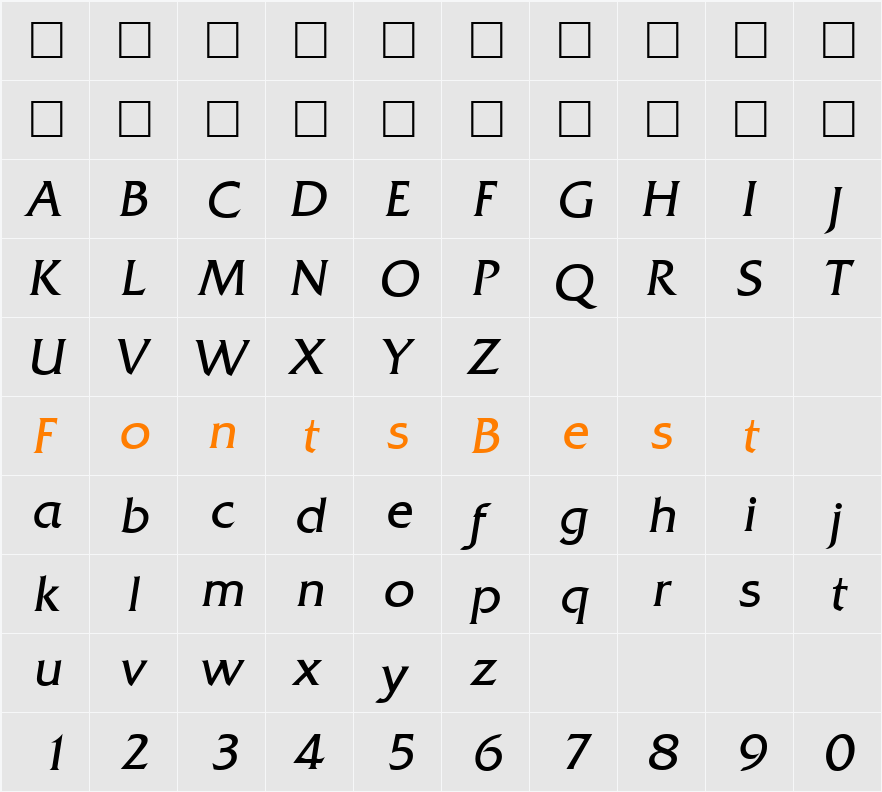 Quadrat-LightIta Character Map
