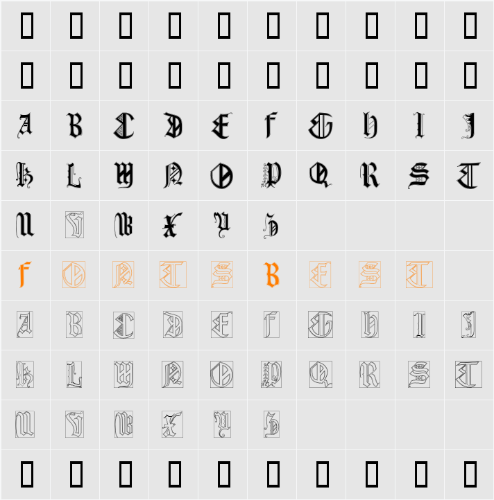 Reta Caps Character Map
