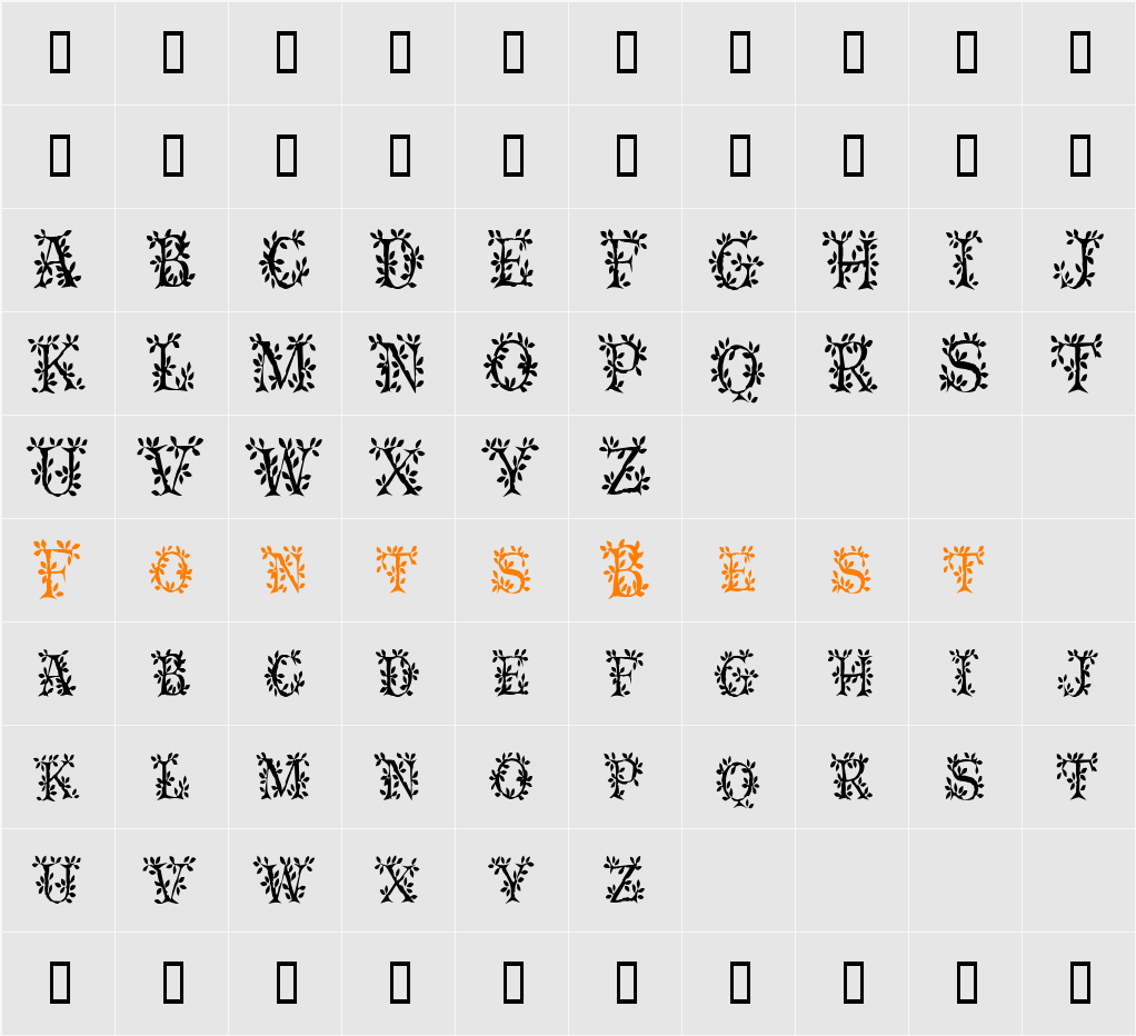 SpringtimeCondensed Character Map