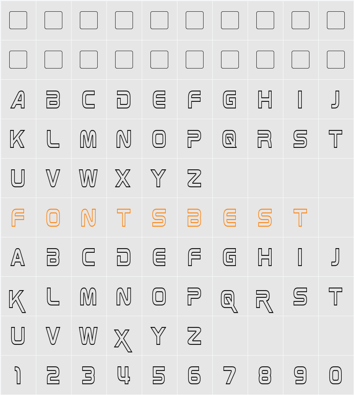 Zebulon Hollow Condensed Character Map