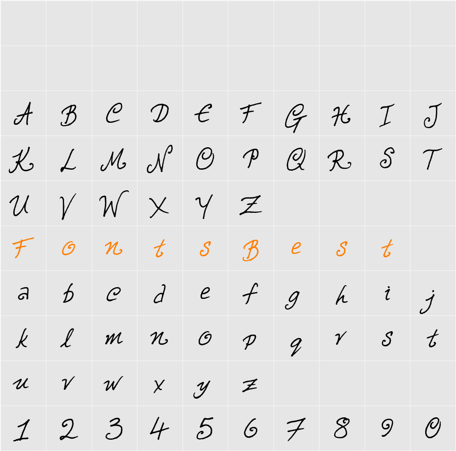 KariKatzi Font Character Map
