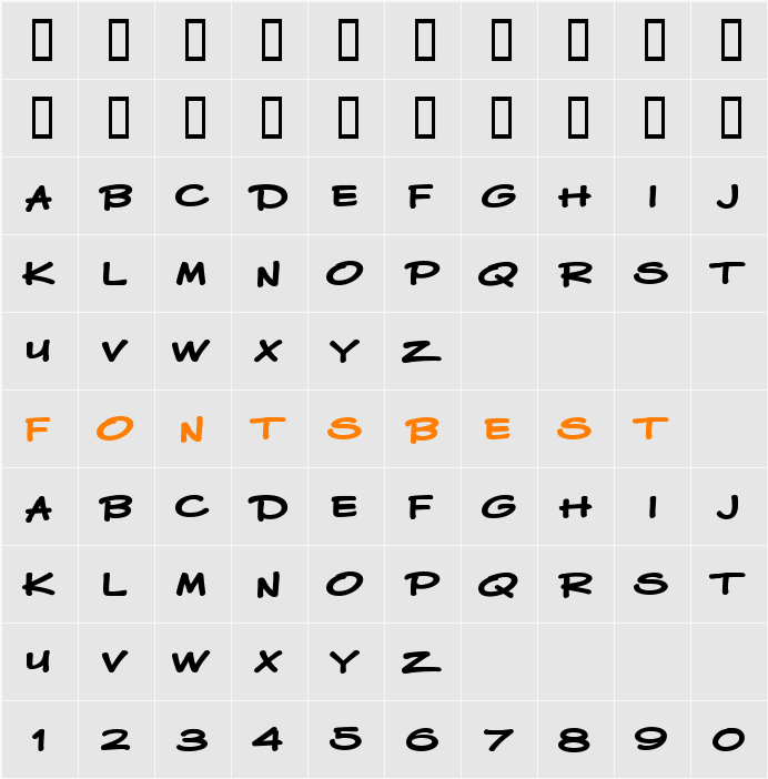 LHF Basher BOLD Character Map