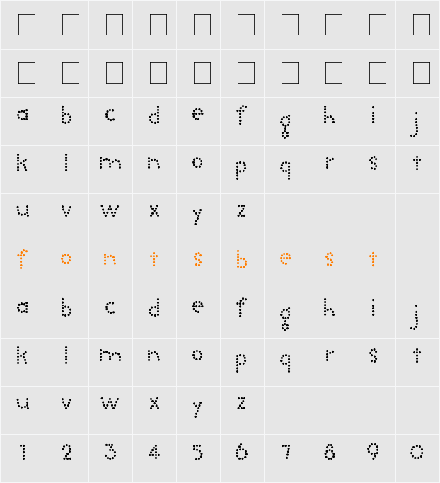 Tootlebug Character Map