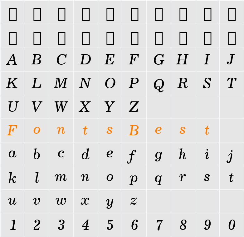 734-CAI978 Character Map