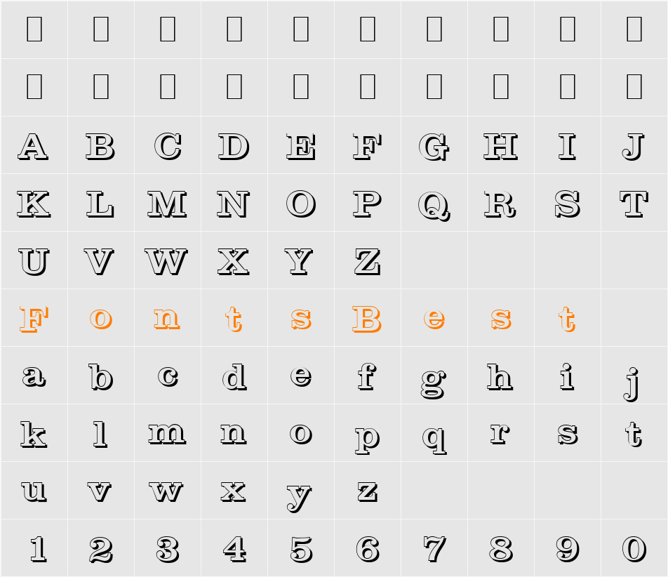 JamesBeckerShadow-Medium Character Map