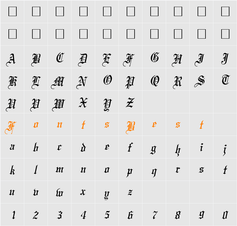 DeutschSlant Character Map