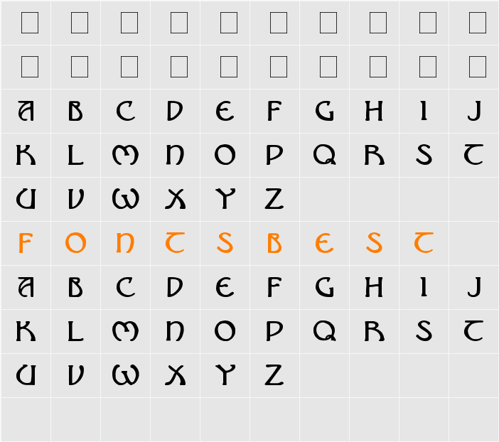 Nouveau Uncial Caps Character Map