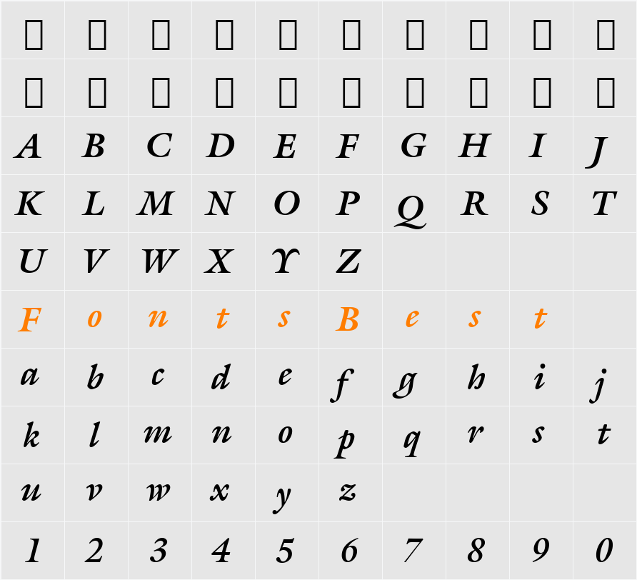 525-CAI978 Character Map
