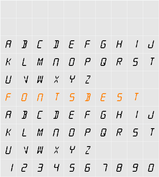 SF Digital Readout Character Map