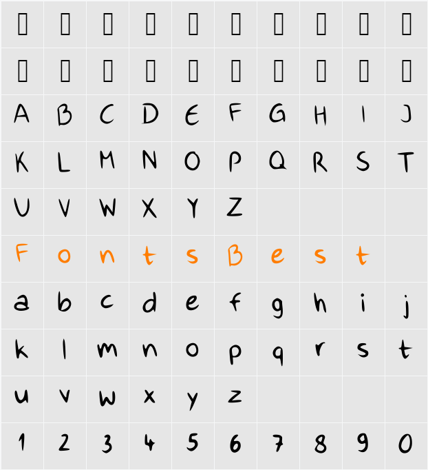 HappyHand Character Map