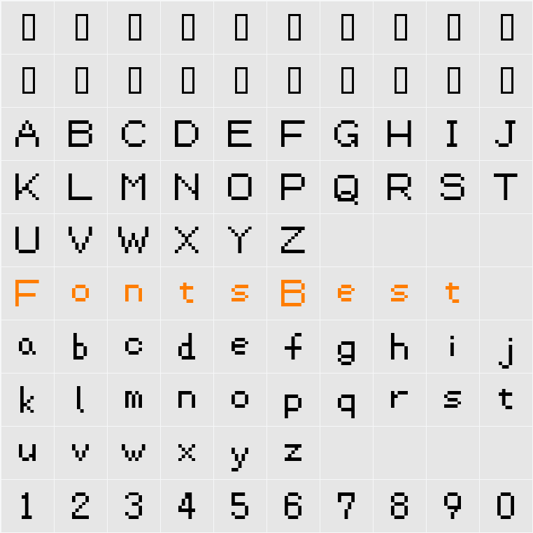 OneBitA10 Character Map