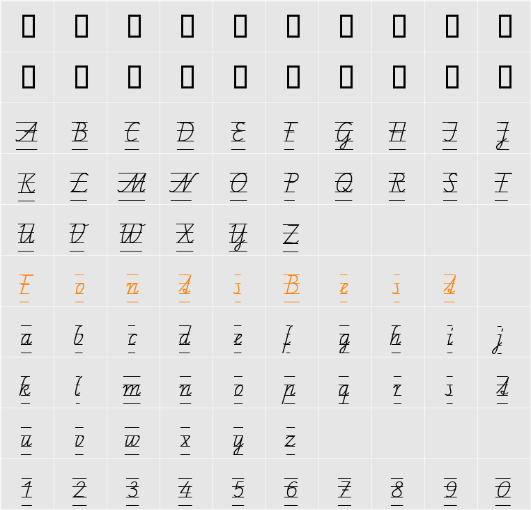 SchulschriftCL4 Character Map