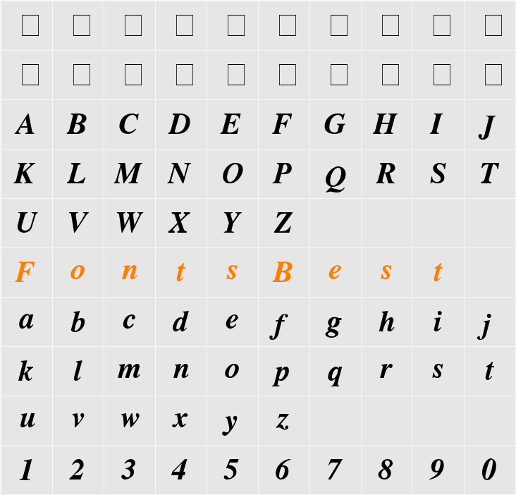 Greco Demi SSi Character Map