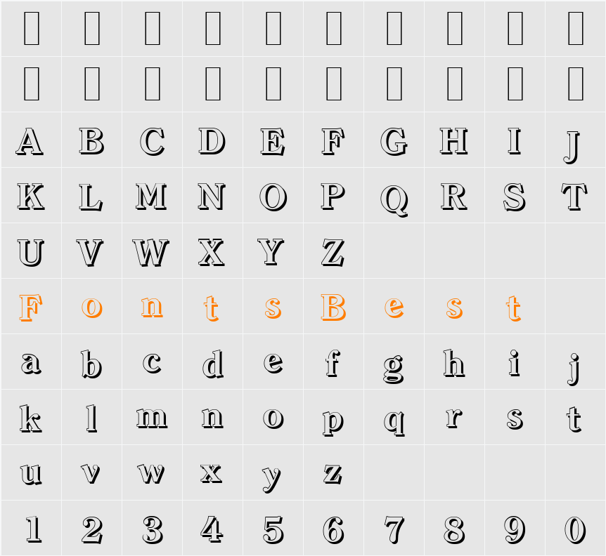 ClearfaceShadow Character Map