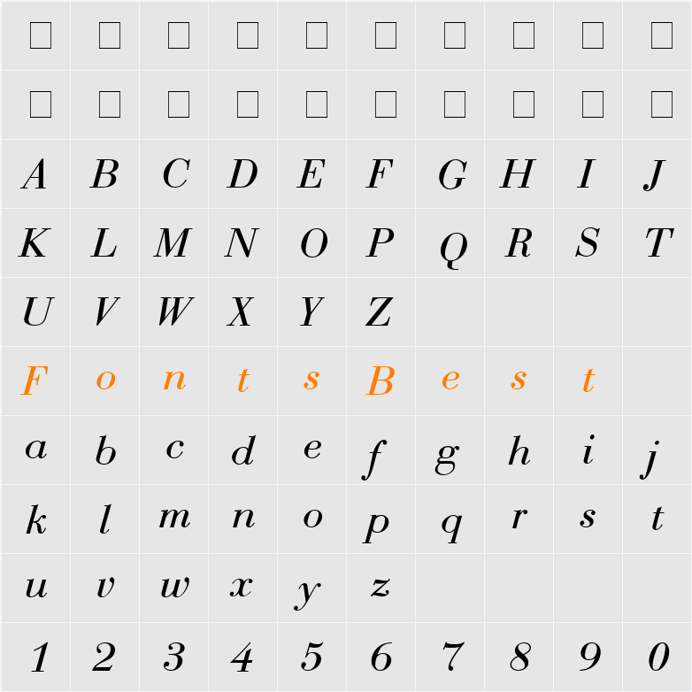 Bodoni Recut Condensed SSi Character Map