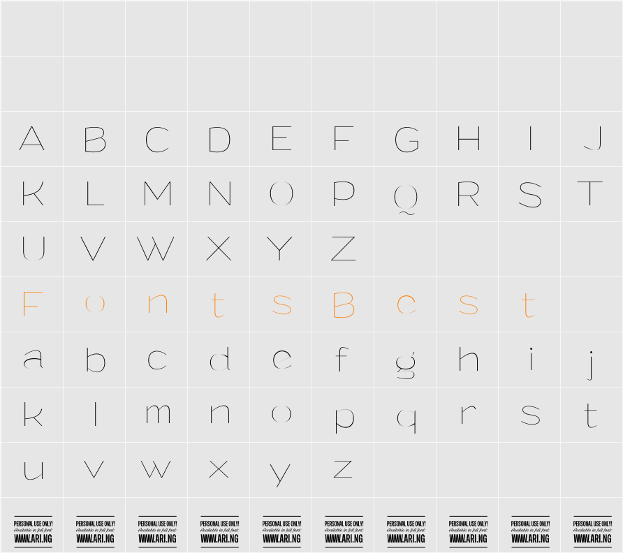 Grandi PERSONAL USE Character Map