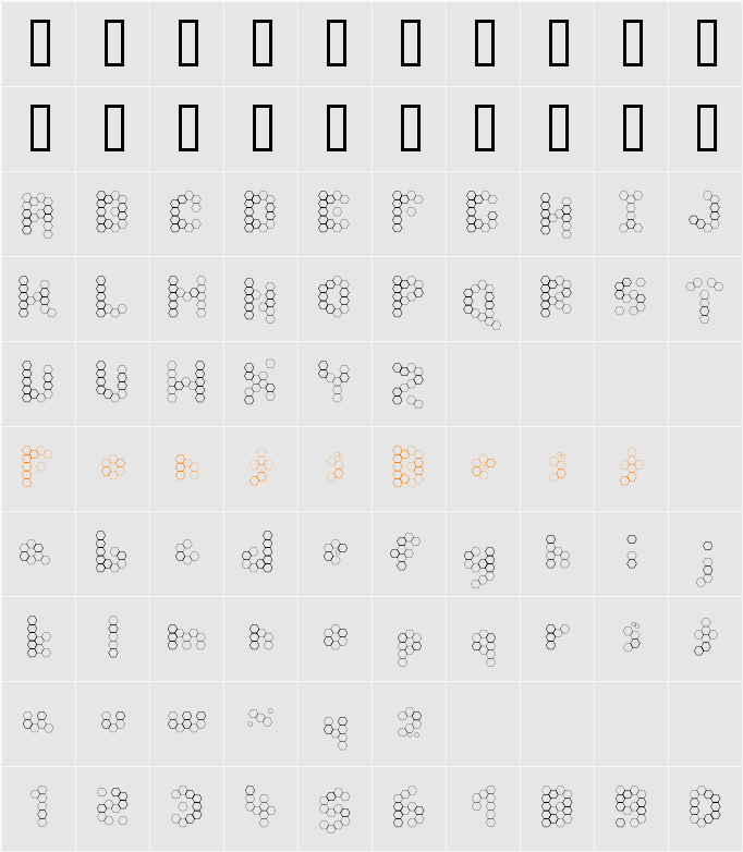 U Honeycombed Character Map