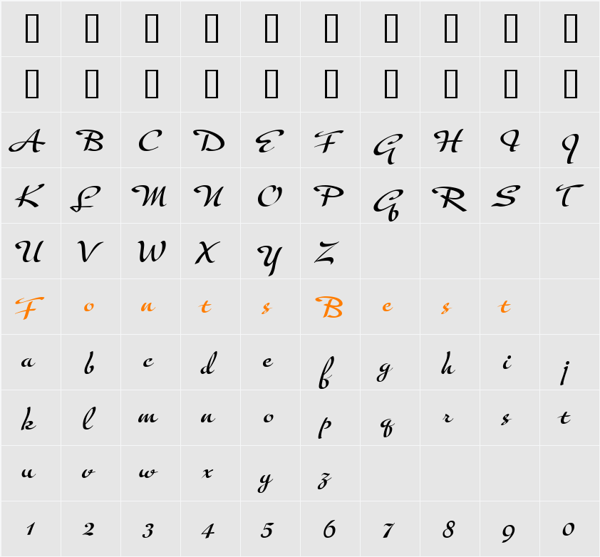 Tiamaria Script Character Map