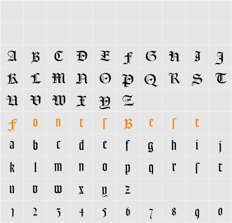 Goudy Text MT Character Map