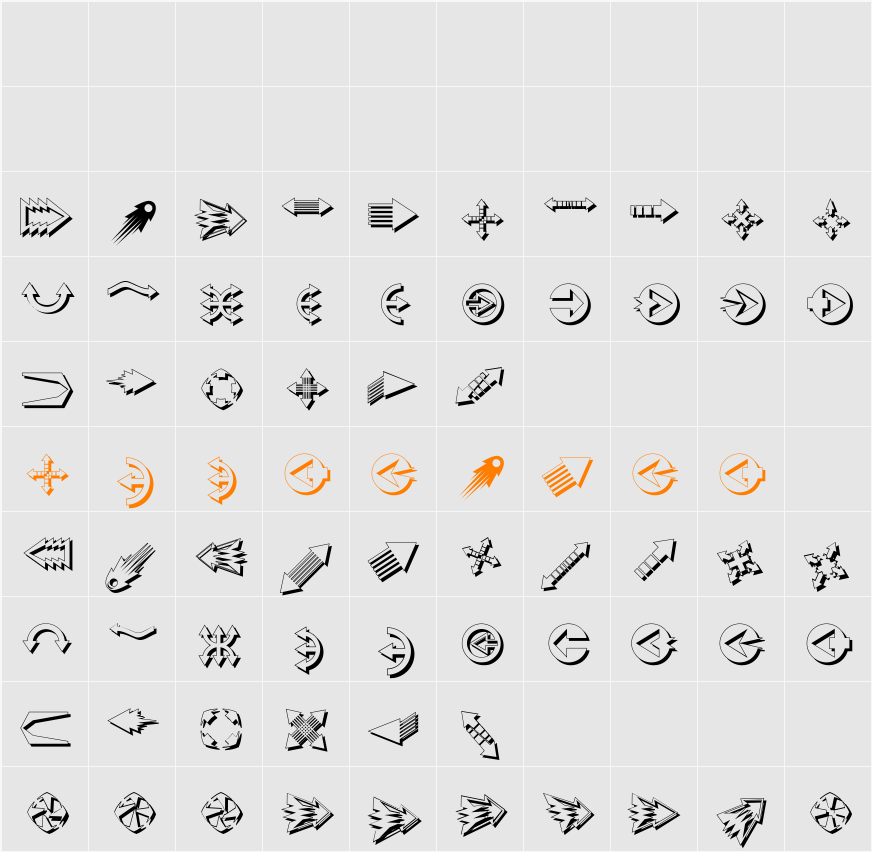 KArrowsShadow Character Map