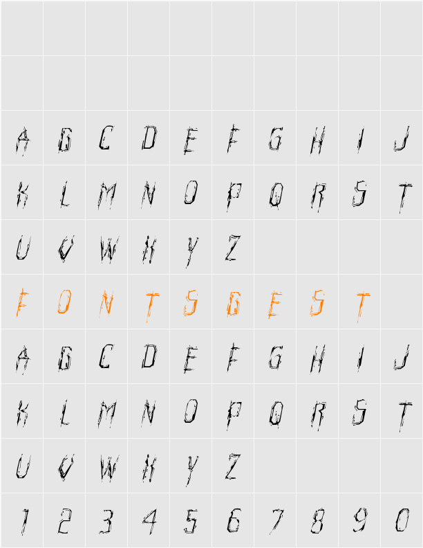 Horroroid Light Italic Character Map