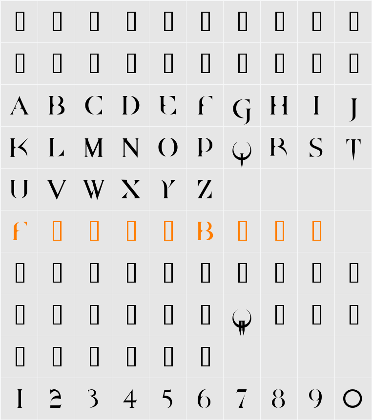 QUAKE2 Character Map
