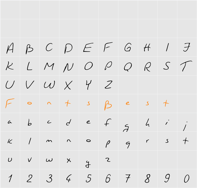 Jacques Handwriting Character Map