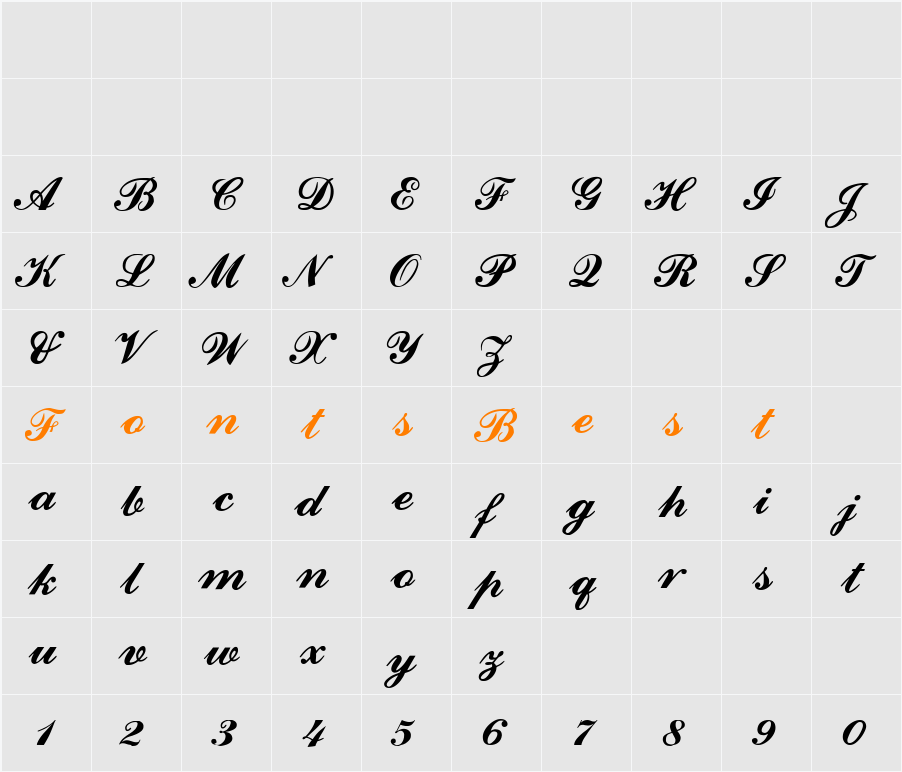 Ford Script Character Map