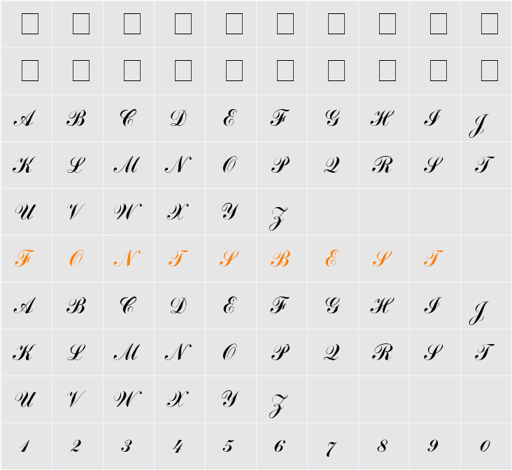 .VnCommercial ScriptH Character Map