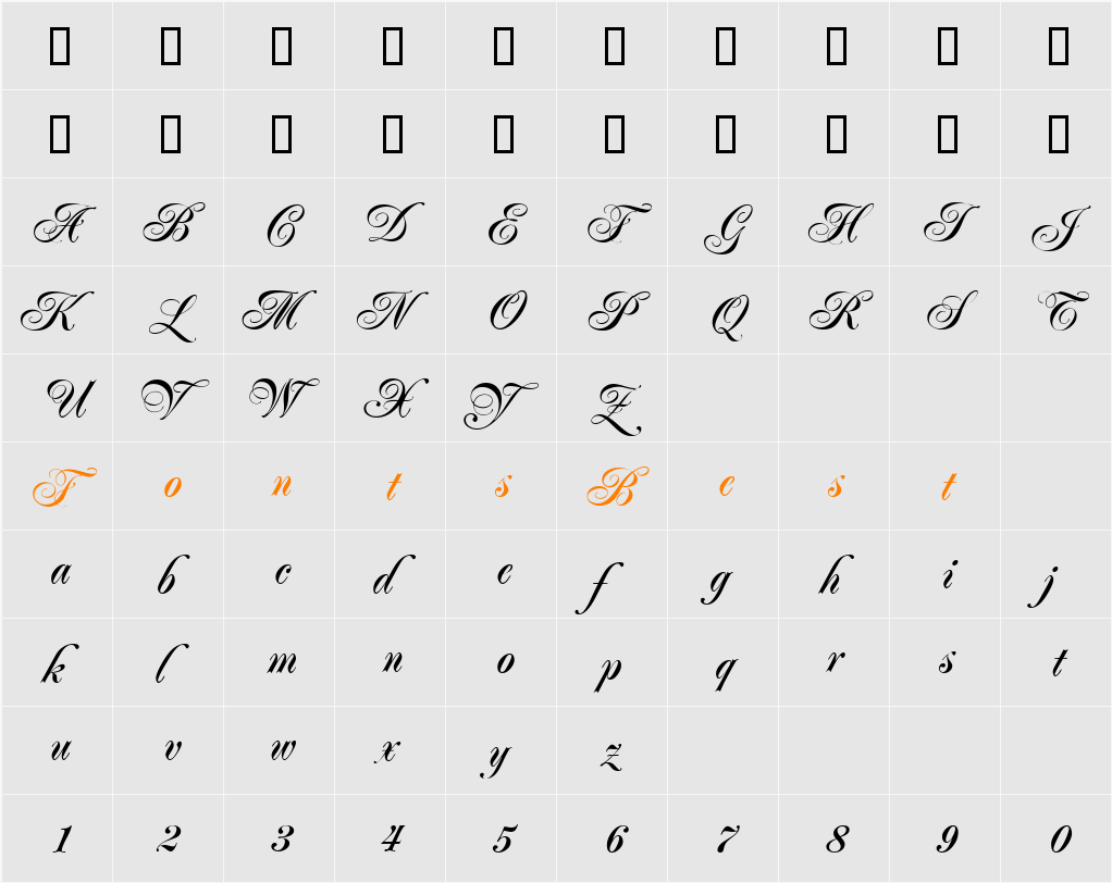 JacobaDB Character Map