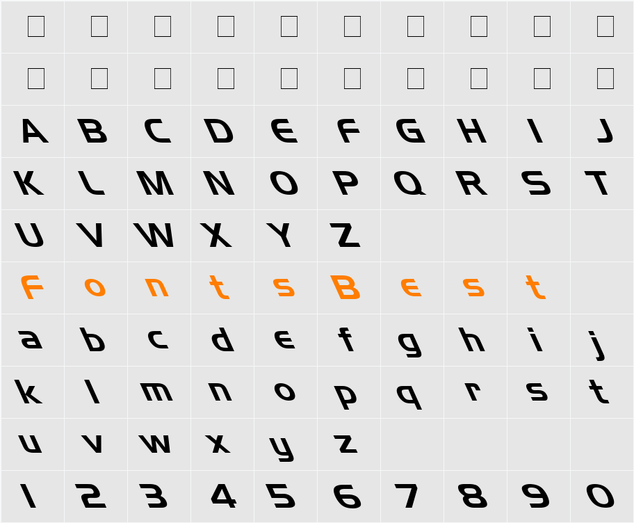 Handel Gothic Leftified Character Map