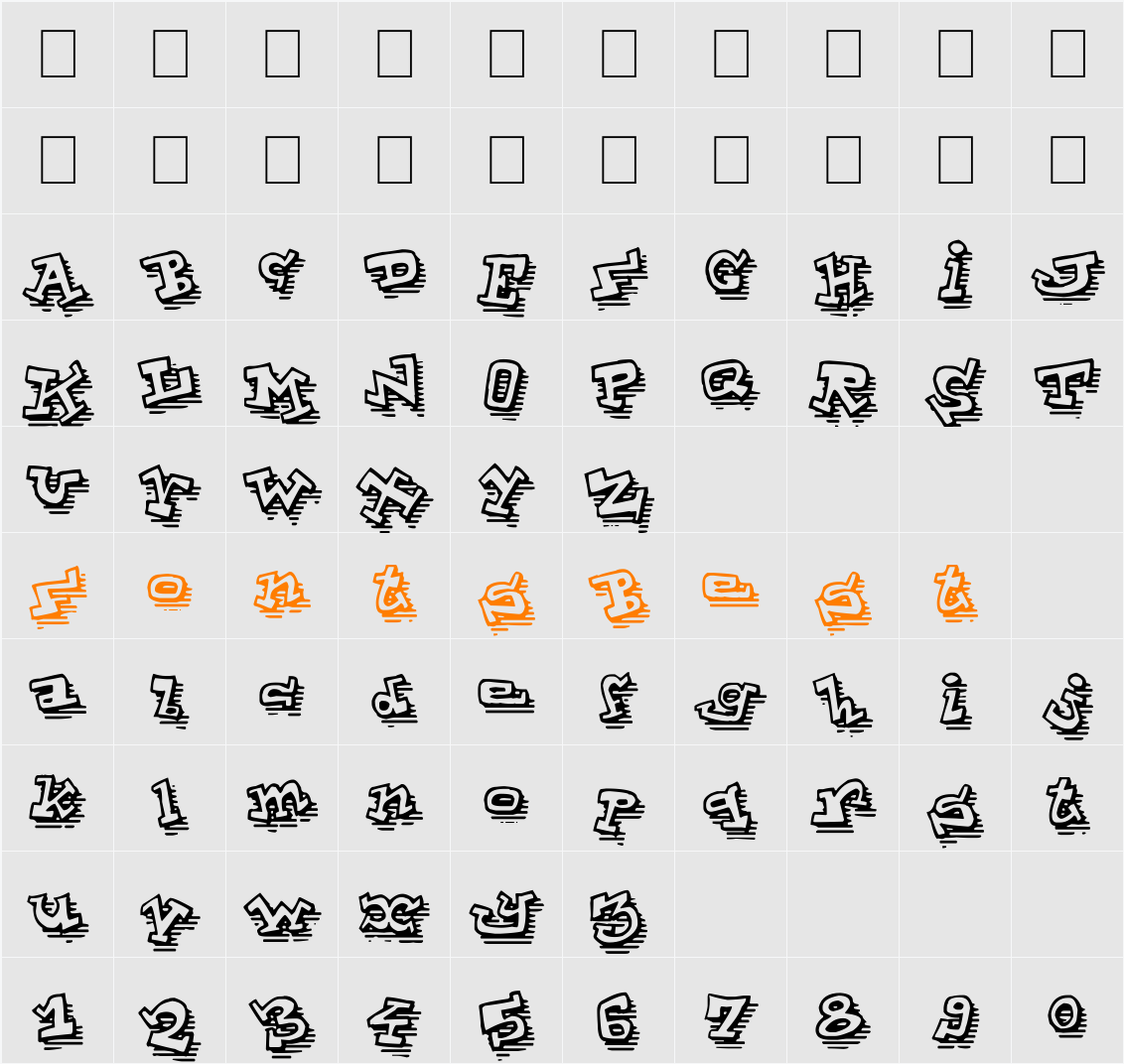 ToonLandShad Character Map