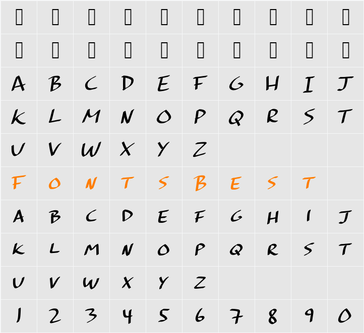 Brushmark. Character Map