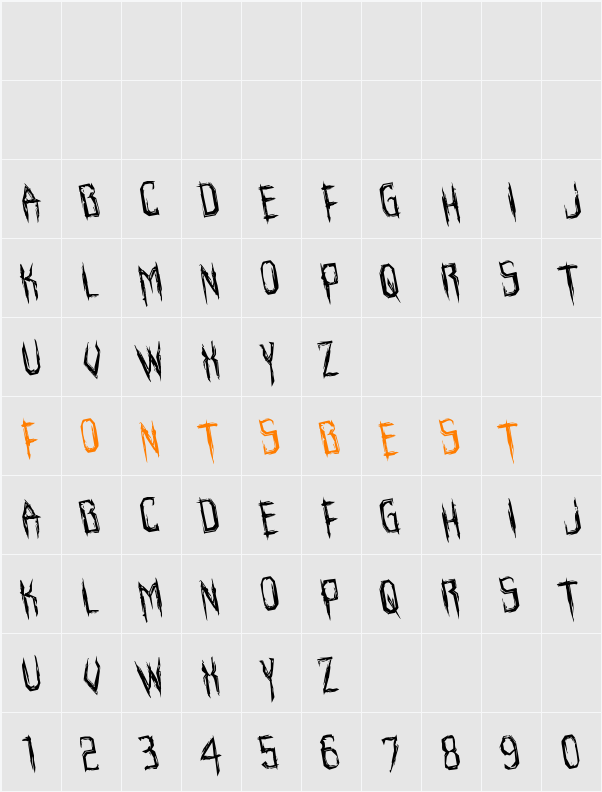 Horroroid Rotated Character Map