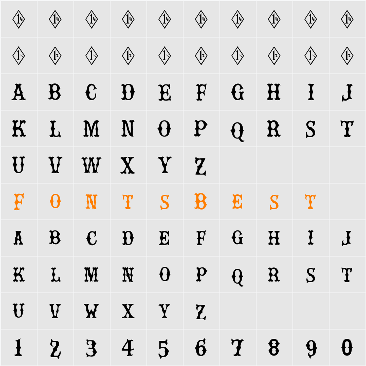 Rebel bones Character Map