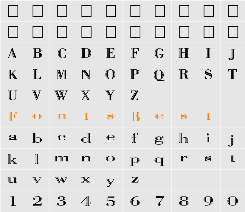 VangardOpen Character Map