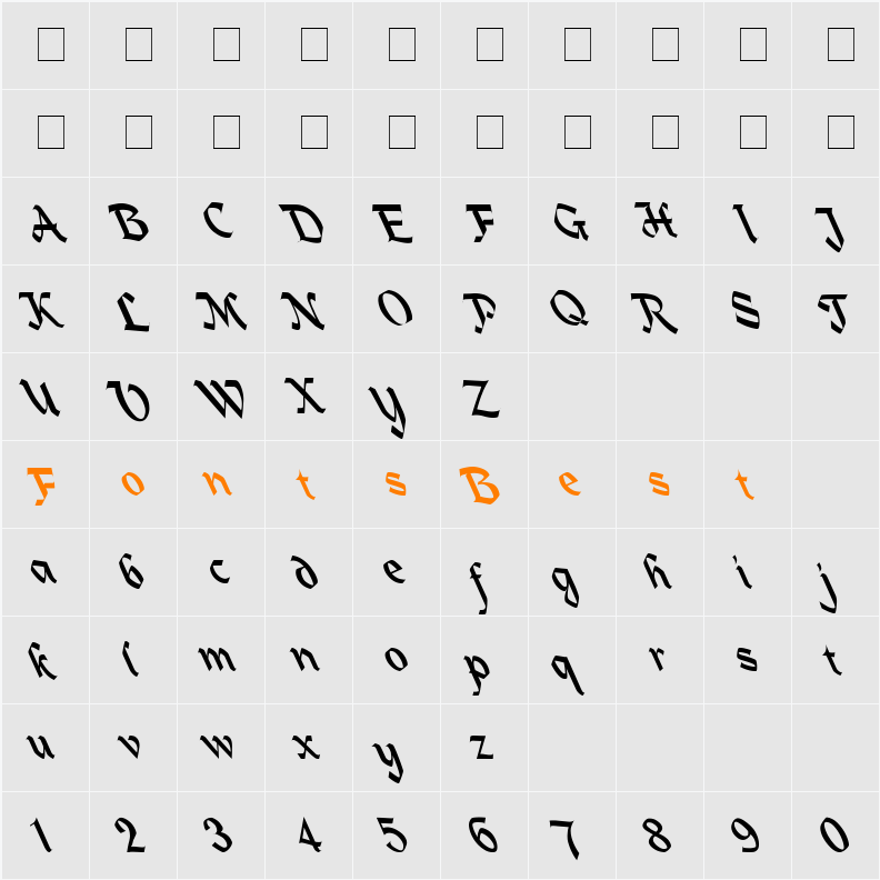 Heidelbe-Normal Lefty Character Map