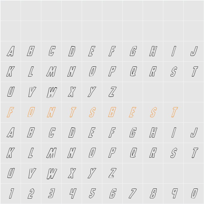 Grim Ghost Outline Italic Character Map