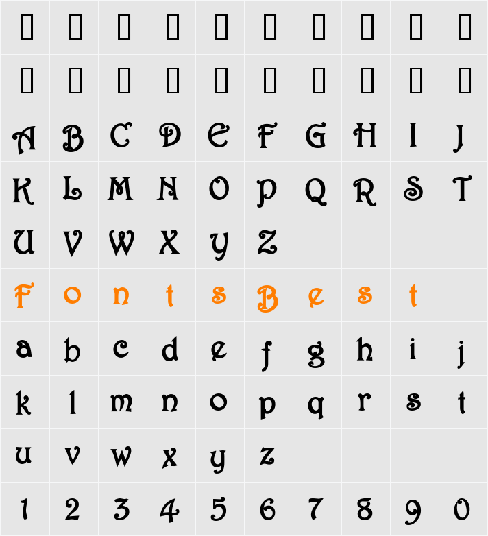 JessamineScriptSSK Character Map