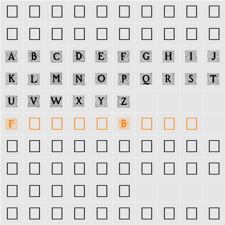 Roycroft Initials Character Map