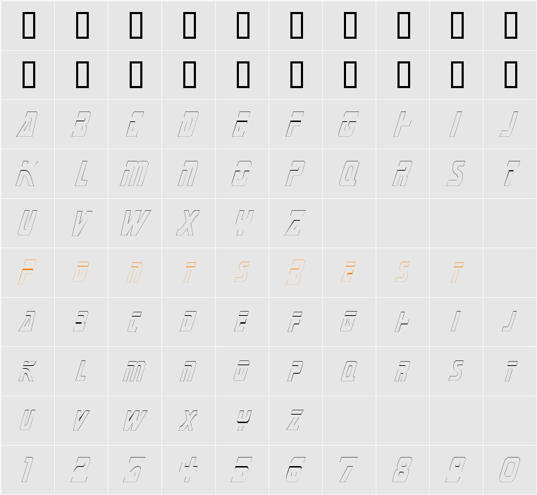 MarinerCondensedOutline Character Map