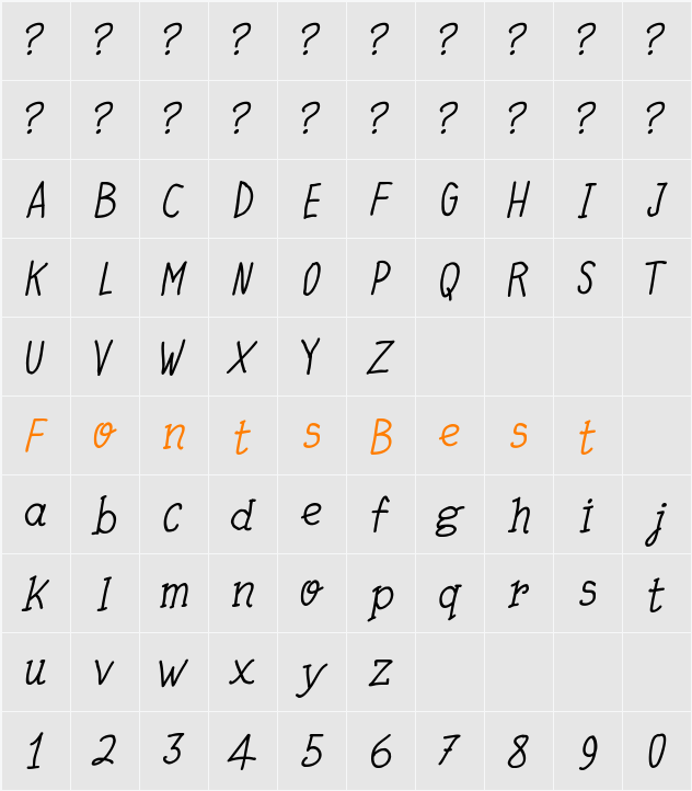 Quick Writing Character Map