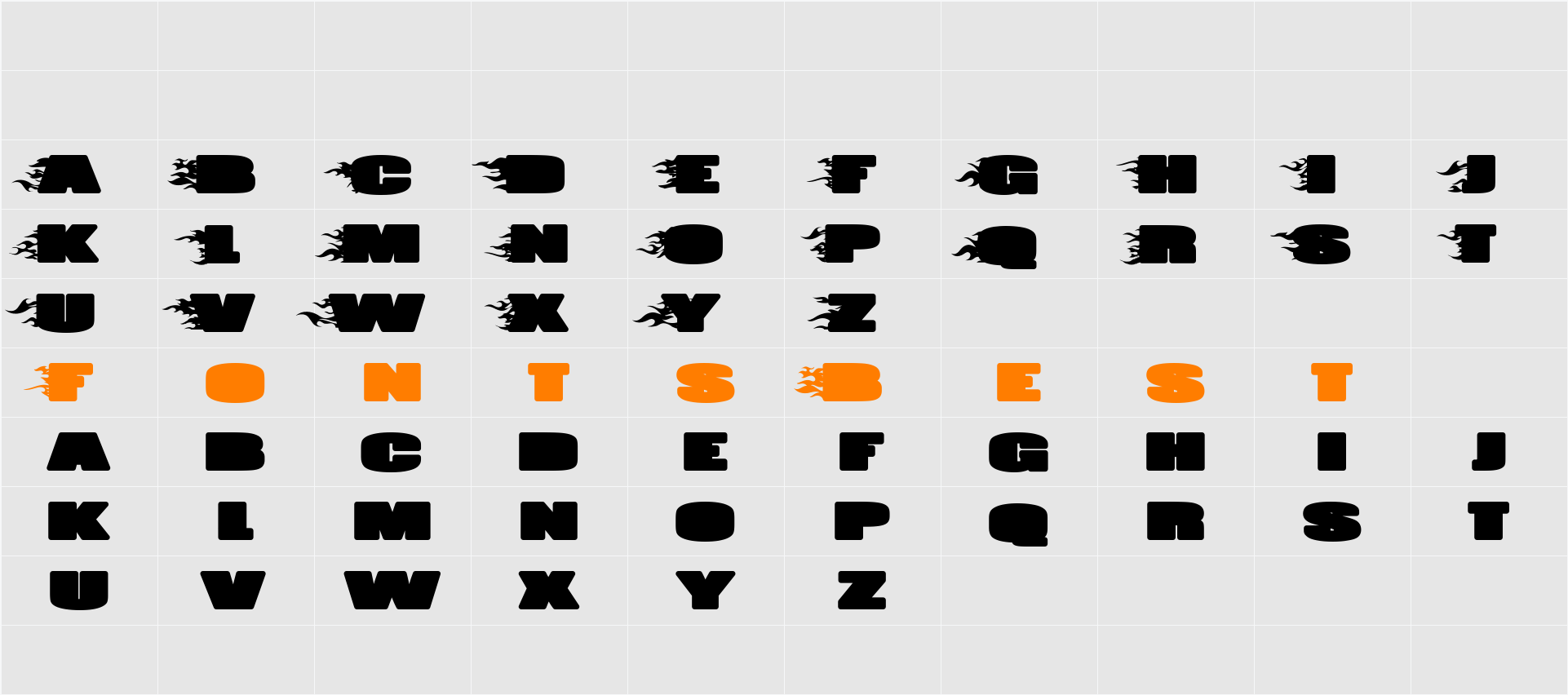 JUMBO BURN Character Map
