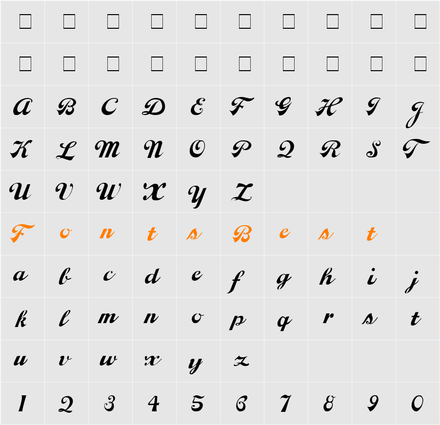 LiciousScript Character Map