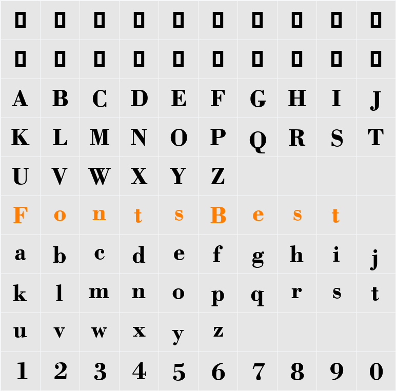 Bodoni CG ATT Character Map