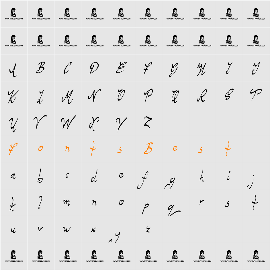 Regent Way Character Map