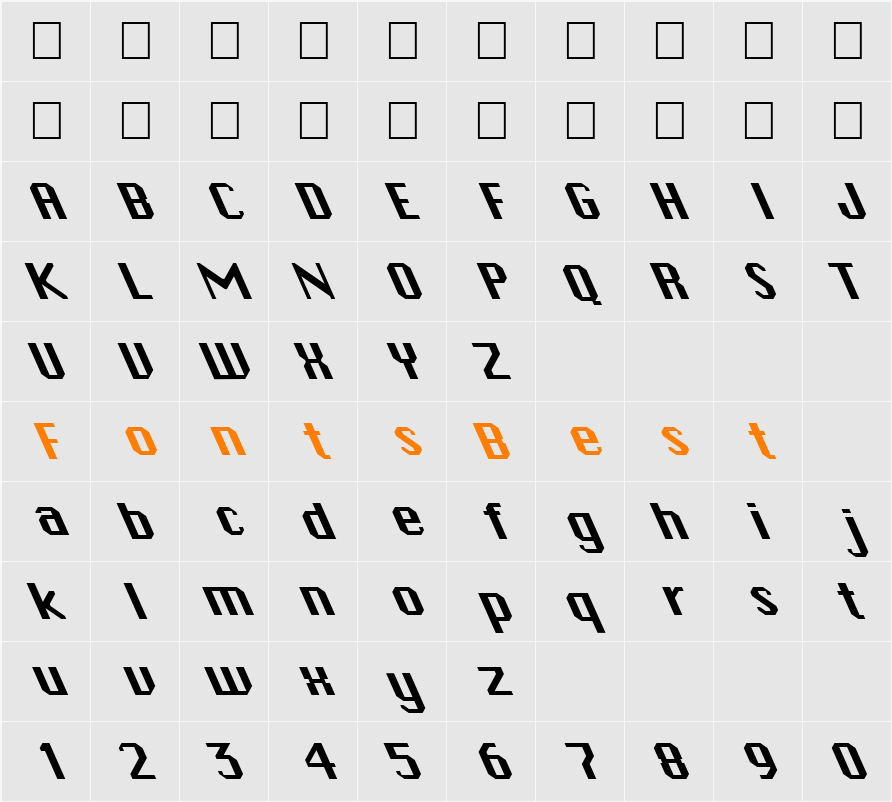 FZ BASIC 45 LEFTY Character Map