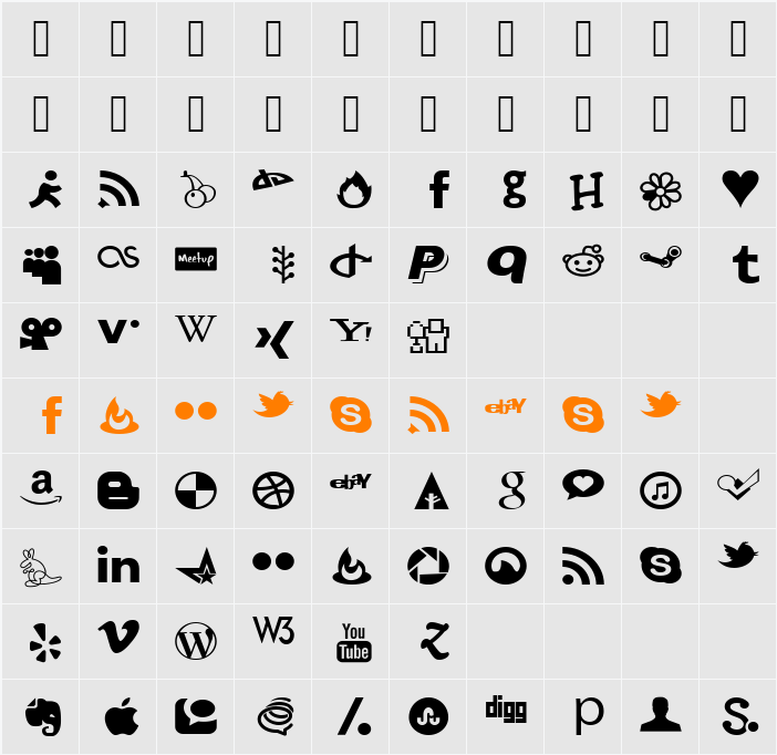 Social Font Face Character Map