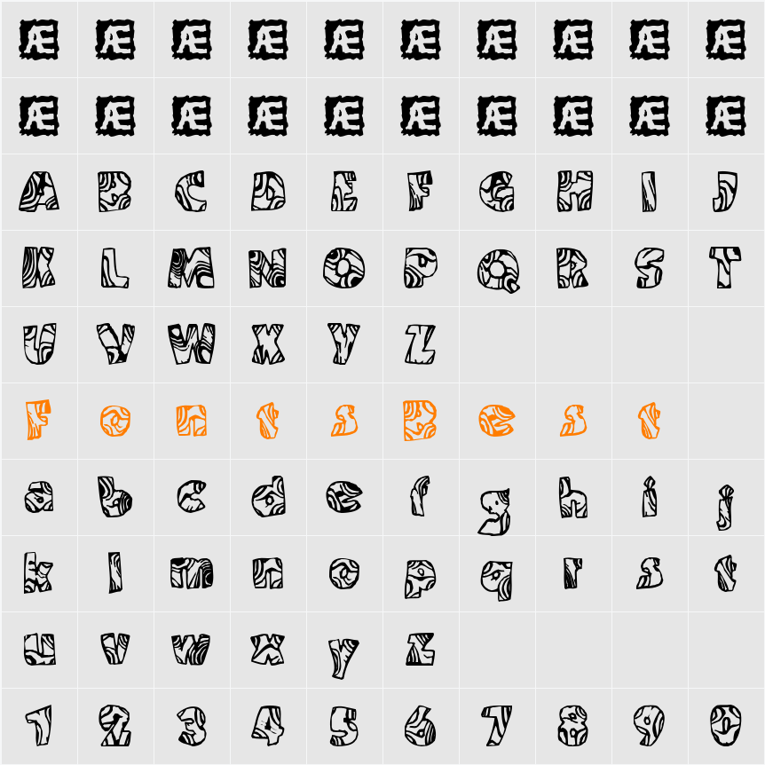 Swirled (BRK) Character Map