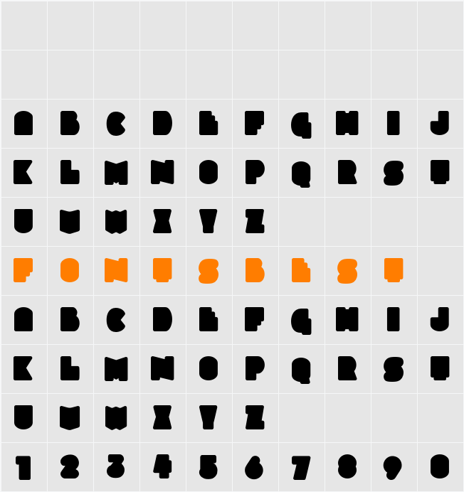Slukoni Character Map